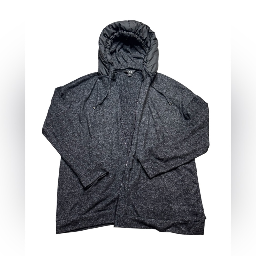 LTS Tall Grey Longline Light Jacket with‎ a Heavy Hood US 16